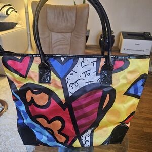 Romero Britto Heart vinyl tote bag